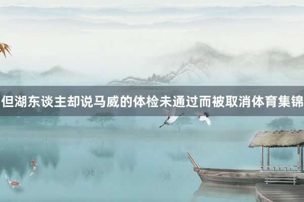 但湖东谈主却说马威的体检未通过而被取消体育集锦
